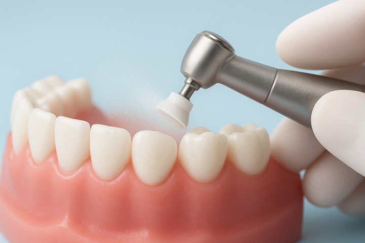 歯の表面を磨く様子